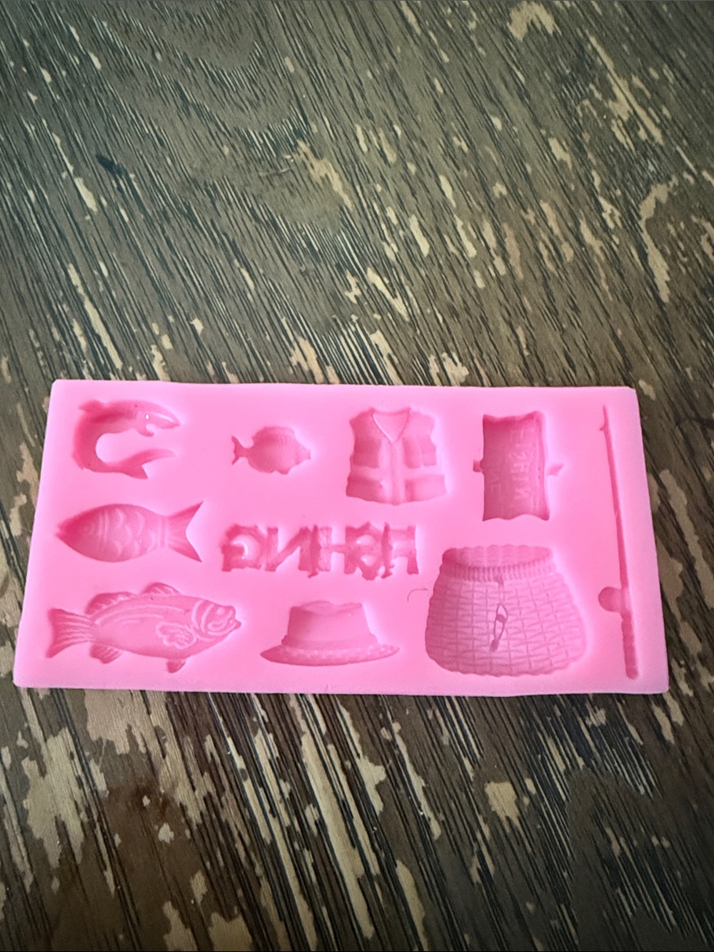 Pink Fishing-Themed Silicone Mold by